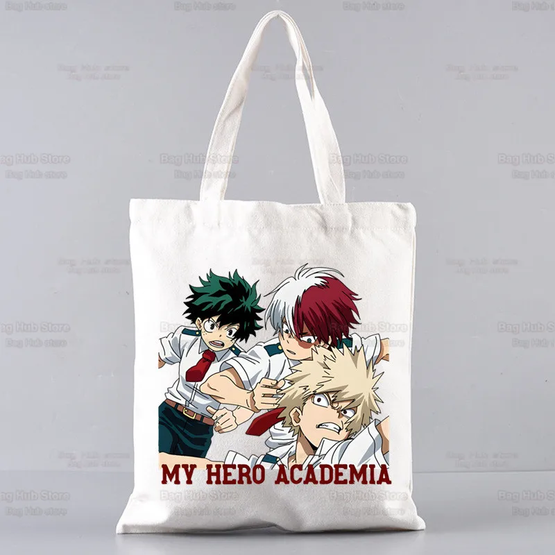 Bolsa de lona Boku sem arte para meninas, bolsas Anime, estampa simples, My Hero Academia, Bakugou, sacolas de compras, pacote Life Casual