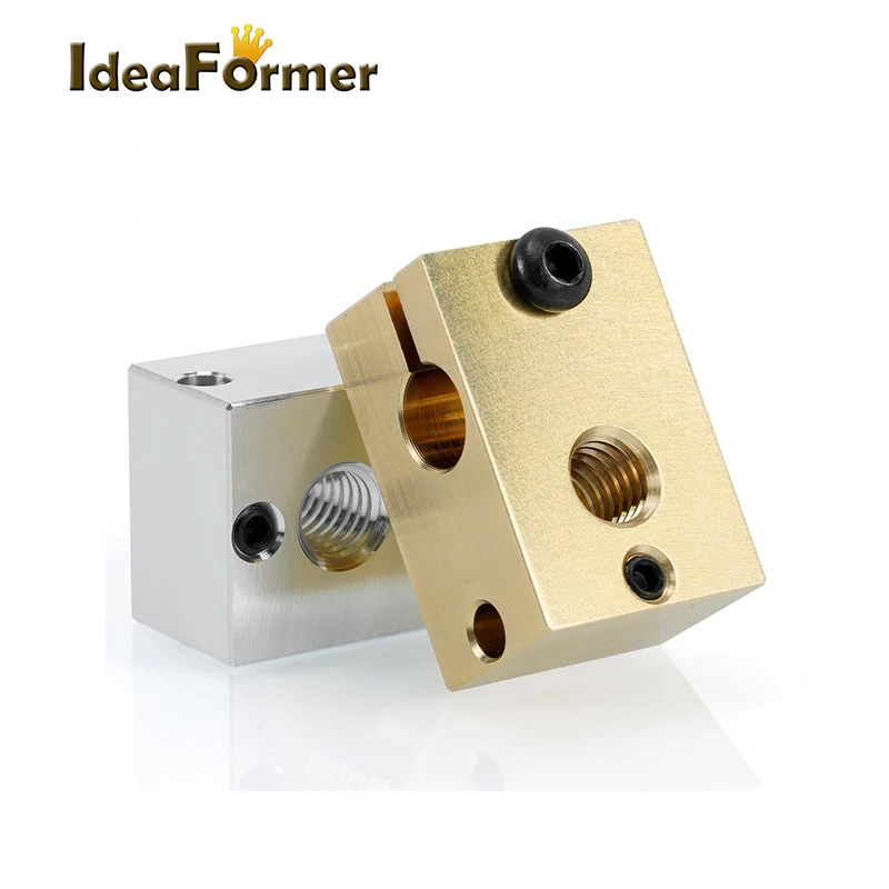 3D Printer Parts E3D V6 Upgraded Block Aluminum Brass Official Heater Block For PT100 Thermistor NTC100K J-head Hotend Extruder