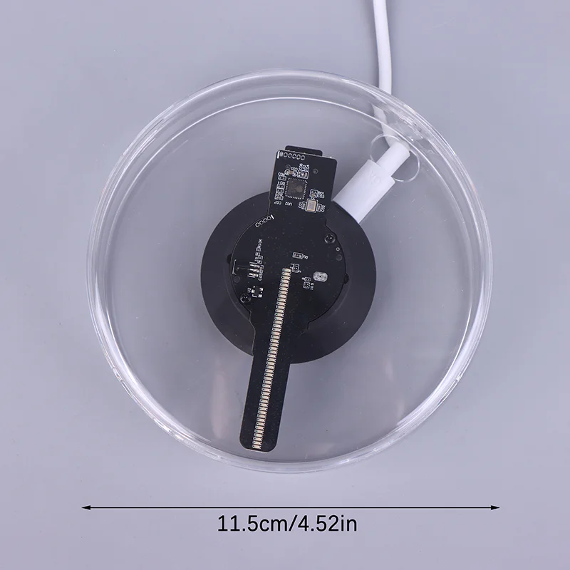 1 قطعة أضواء الإعلان المجسم ثلاثية الأبعاد LED نموذج سطح المكتب شاشة مروحة مع تشغيل الصوت مع غطاء شفاف مروحة ثلاثية الأبعاد