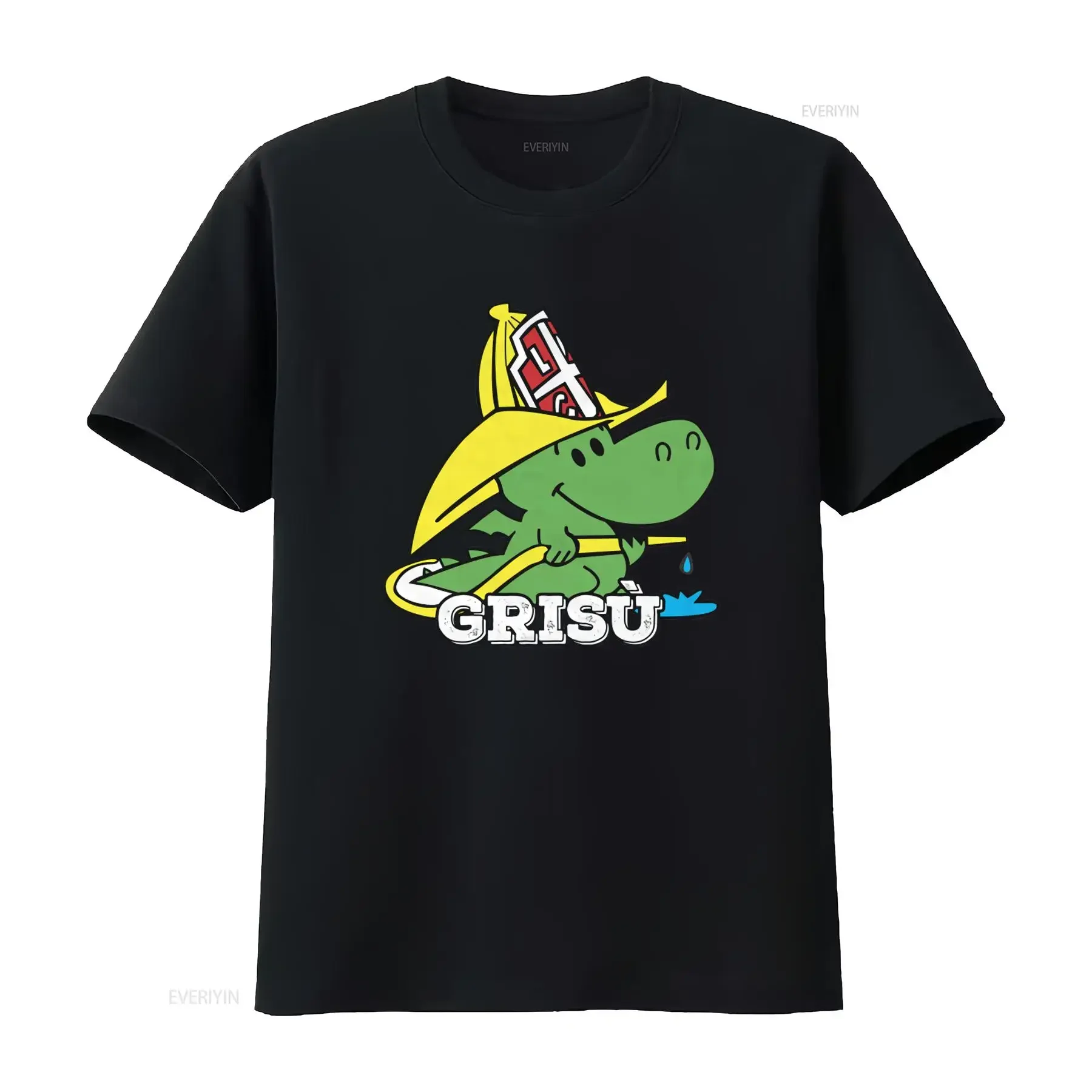 T-shirt in cotone con stampa Uomo Grisu Cartoon Dragon Firefighter, novità, comoda, vintage, lavata, traspirante, unisex, alla moda