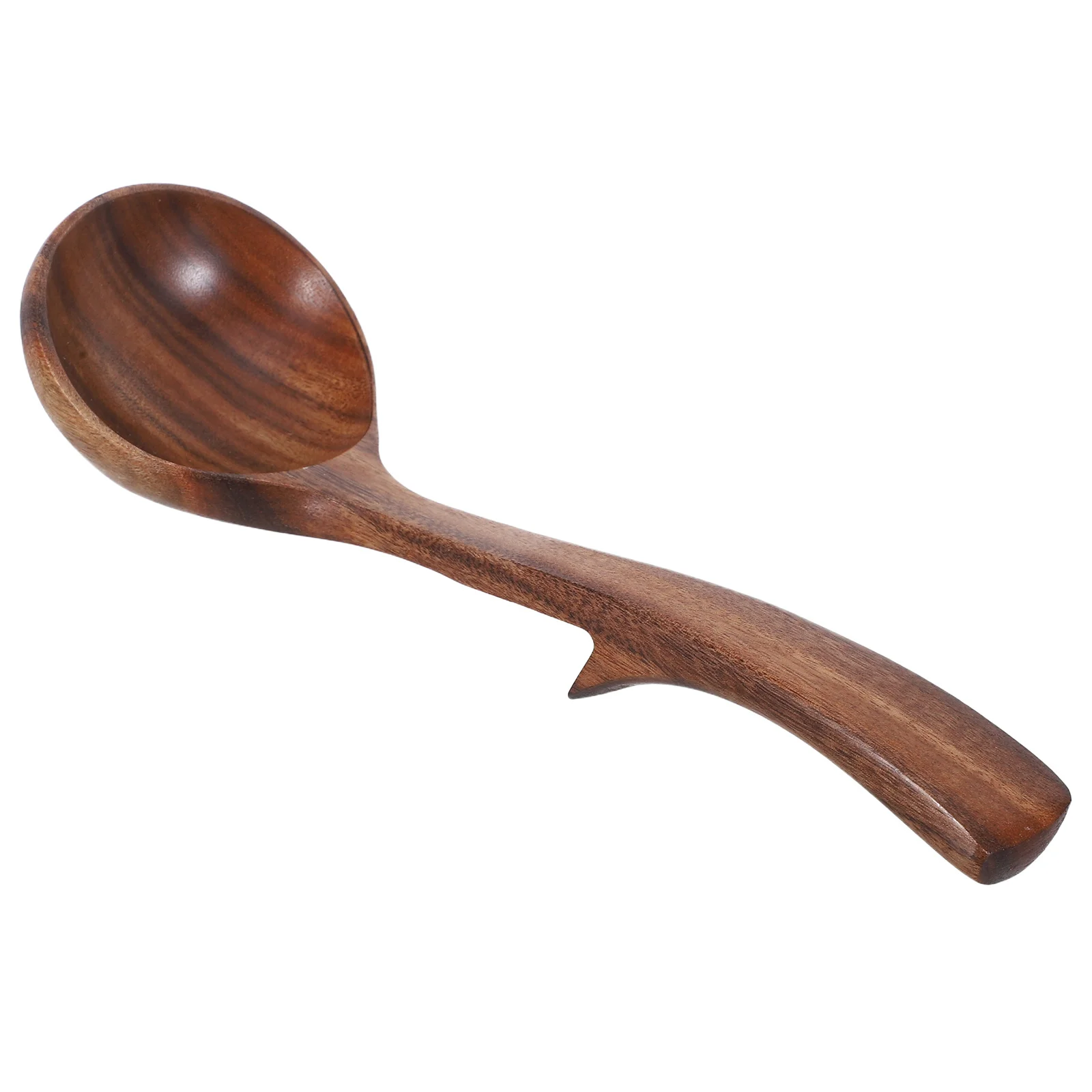 

Long Handle 9 Inch Wooden Ladle with Back Hook Natural Acacia Wood Large Soup Spoon Heat Resistant Non Stick for Kitchen Cooking
