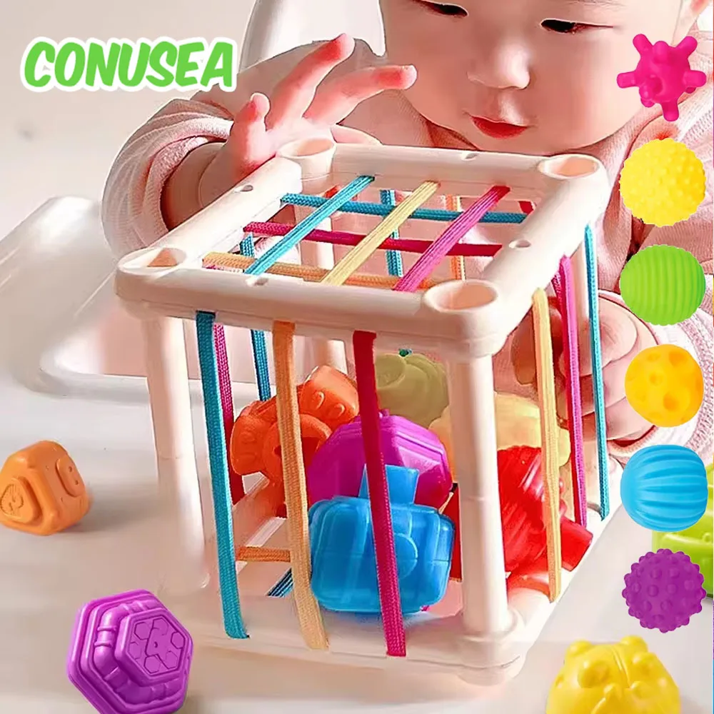 Montessori Baby Toys 18 Months Sensory Development Learning Educational Toys Colorful Blocks Sorting Game For Babies Infant