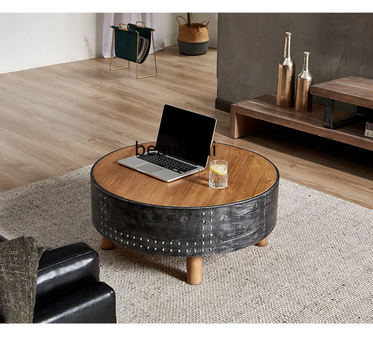 Retro Iron Art Coffee Table round Coffee Table B & B Personalized Coffee Table Small Apartment Side Table