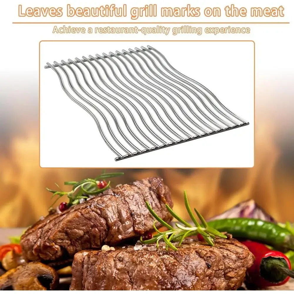 Stainless Steel Grill Grates Replacement Napoleon Prestige PRO 500 Cooking Grid 2 Pack Solid Rods Durable Non-Stick 17 3/4 x 13