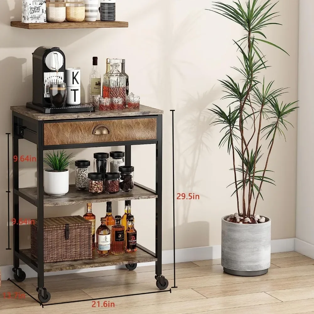 Coffee Bar Cabinet with Storage,3 Tier Coffee Bar Carts for The Home Buffets & Sideboards,Coffee Station Corner Table