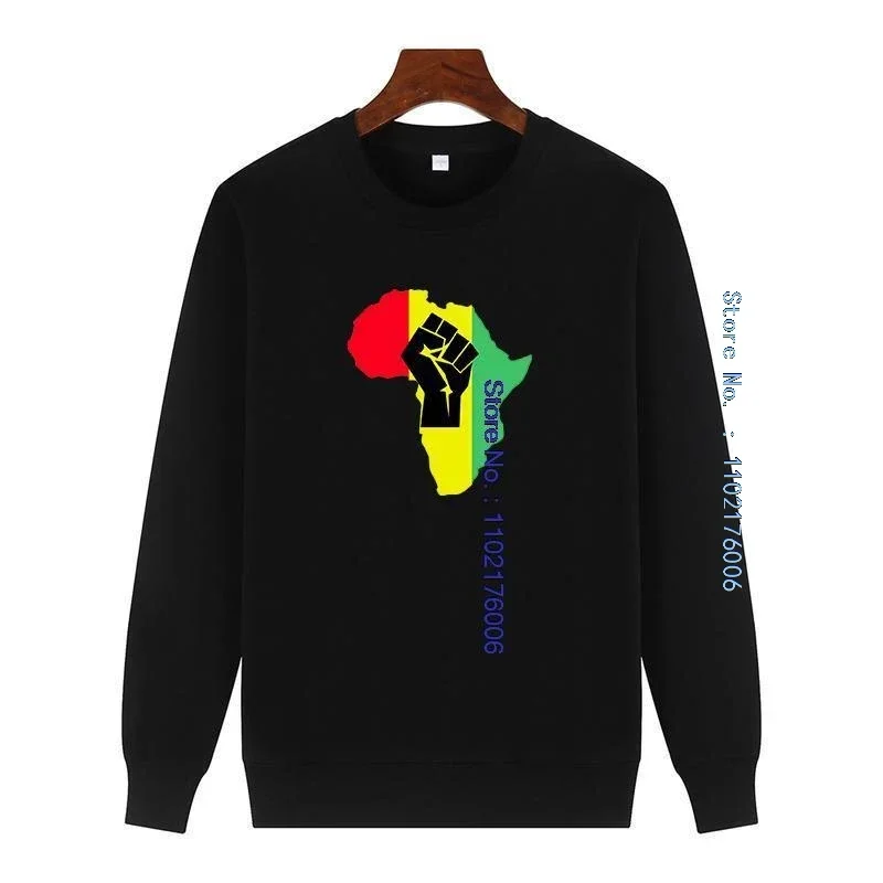 Africa Power Rasta Reggae Music Fashion Graphic Round Neck And Velvet Hoodie Thick Sweater Hoodie All Ages Man Sweatshirts