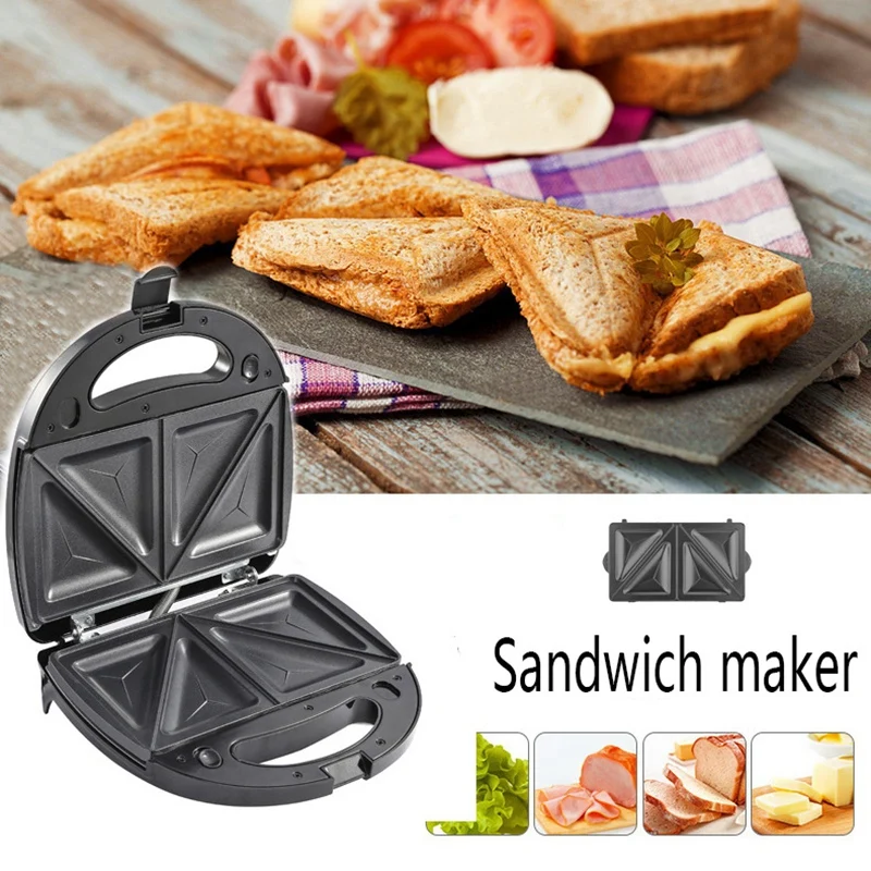 3 In 1 Sandwich Press Waffle And Steak Machine 750W Sandwich Toaster With 3 Detachable Non-Stick Plates US Plug