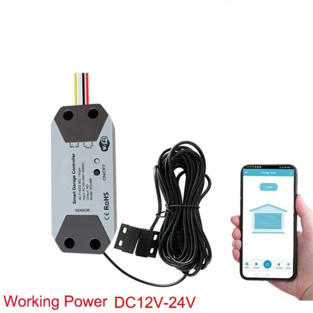 For TUYA-Based Smart Garage Door Opener For 12V 24V Applications Featuring Magnetic Sensor For Door Status Monitoring