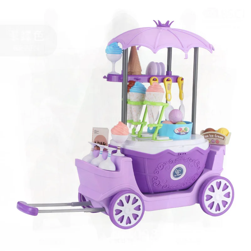ชุดของเล่นรถขายไอศกรีมสำหรับเด็ก - รถเข็นครัว โต๊ะเครื่องแป้ง ของเล่นคุณหมอสำหรับเด็กผู้หญิง พร้อมขนมจำลอง สำหรับเล่นบทบาทสมมติที่บ้าน