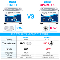 Granbo Home 800ml Ultrasonic Cleaner 60W with Digital Timer Jewelry Bath Sonicator E-cig Parts Cleaner Manicure Tools Washer