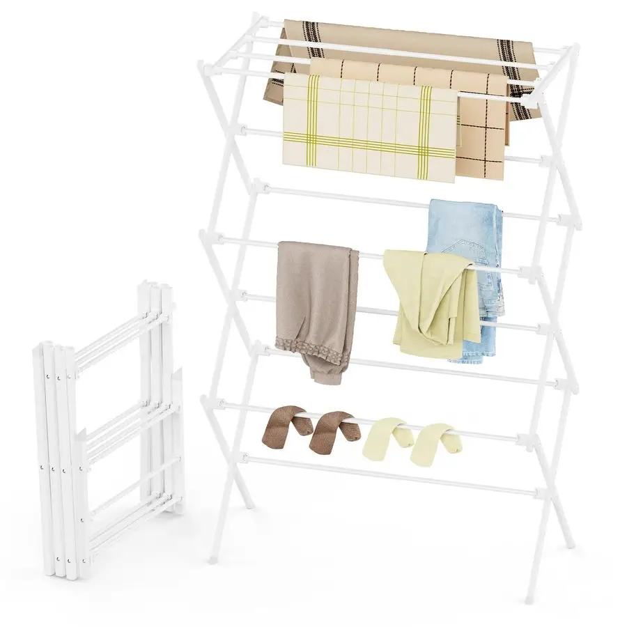 

Drying Rack Clothing, 3Tier Clothes Drying Rack Foldable, Antirust Laundry Drying Rack Collapsible Use for Indoor amp Outdoor, 1