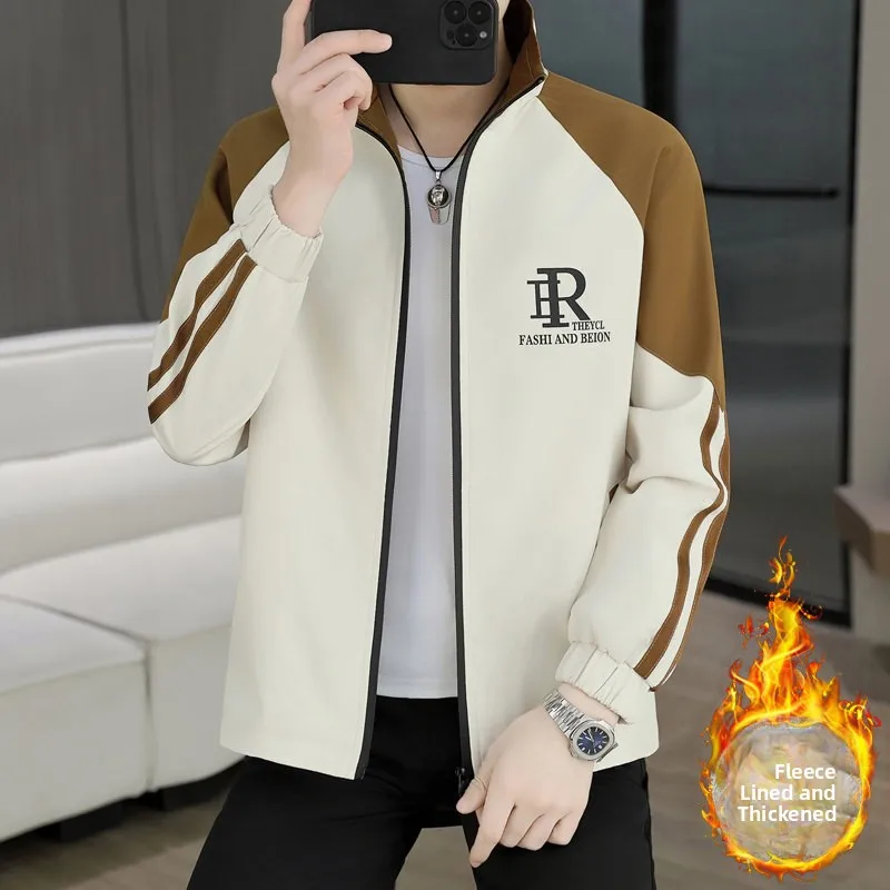 

Thiened Fce осенне-зимняя мужская корейская облегающая повседневная хлопковая одежда с воротником-стойкой для мужчин