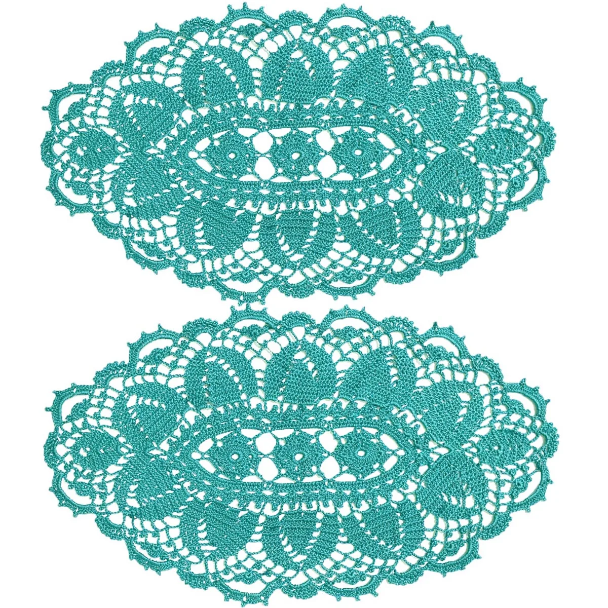 BomHCS  Tulip Flower Lace Placemats Handmade Crochet Doily Table Mat for Kitchen Tablecloth2pcs