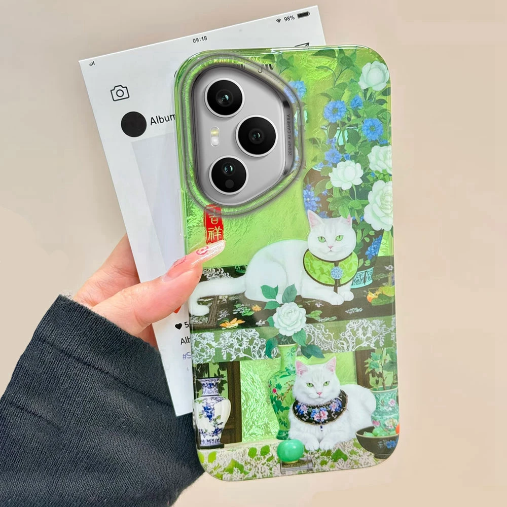 Retro Katze Blume Vortex Muster Telefon Fall Für Honor 400 200 90 Smart Pro Magie 7 6 5 70 Lite X9c X9a X8a X8b X6a X6c X7b Abdeckung