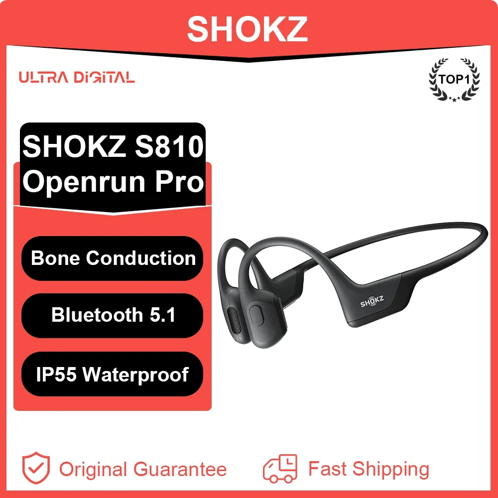 Original SHOKZ OpenRun Pro S810 Bone Conduction Earphone IP55 Waterproof Wireless Headsets Bluetooth 5.1 Sport Earbuds Open-Ear