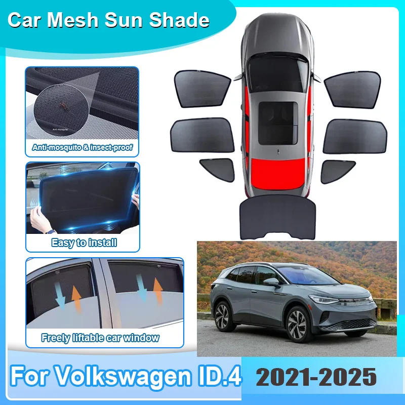 

Солнцезащитный экран для окон автомобиля Volkswagen VW ID.4 2021-2025: шторка на лобовое стекло, защита от УФ-лучей, автомобильные аксессуары