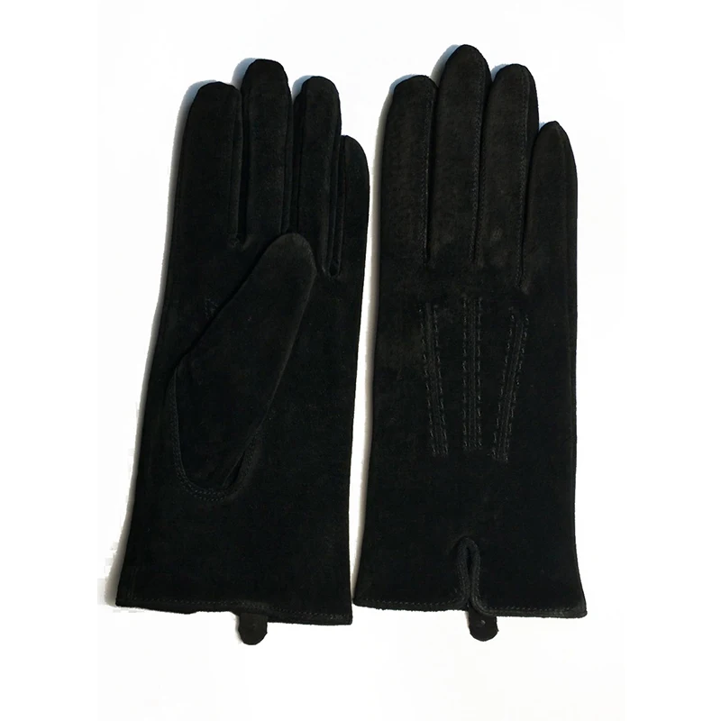 Suede Leather Women Gloves Fashion Simple Autumn Winter Plus Velvet Keep Warm Driving Gloves Female Red Black DZ10