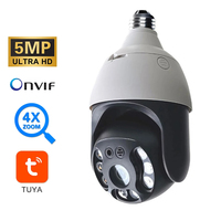 5MP/4MP Dual Lens IP Camera E27 Bulb Outdoor Wifi 4X Zoom 360° Panoramic Security Surveillance PTZ Camera for Tuya Smart APP