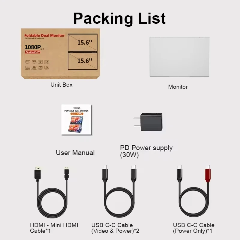 New 15.6 Inch 1080P Portable  Portable  Dual Laptop Extender External Triple Screen Display