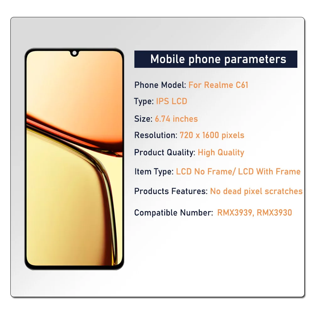 6.74 inch LCD Display for Realme C61 Replacement