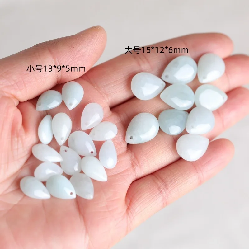 

5PC Natural Jade Emerald Water Droplet Beads Accessories DIY Earrings Pendant Charm Jewellery Fashion Hand-Carved Amulet Gift