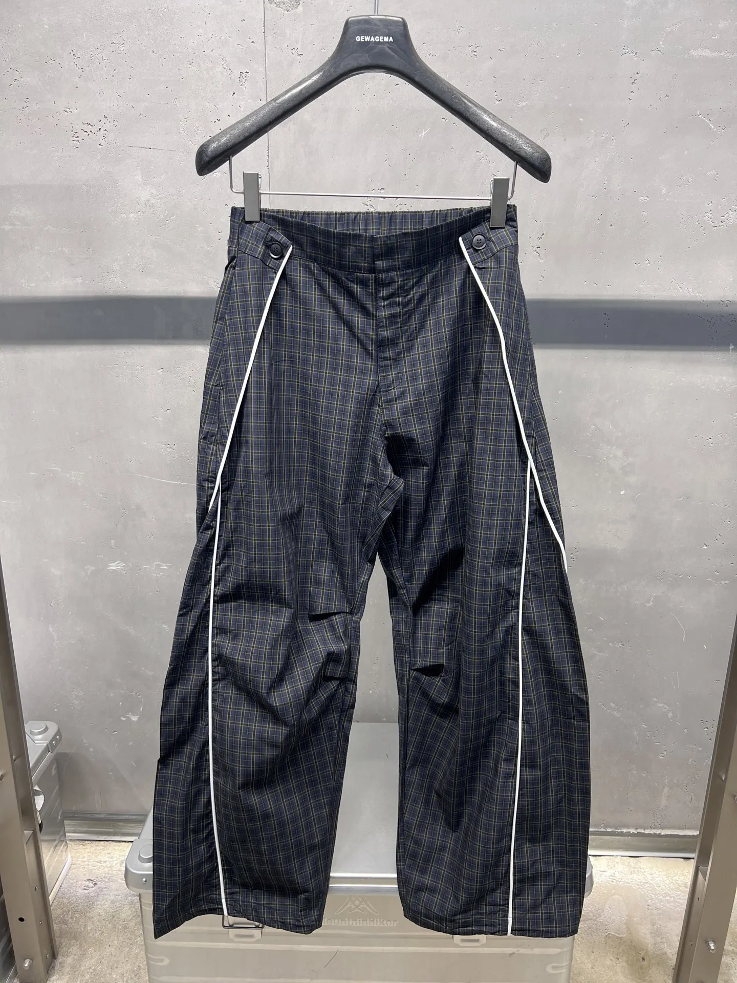 

Мужские широкие брюки GeWagema American Sle из плотной ткани в клетку с пэчворком, свободные повседневные длинные брюки из хлопка для весны и лета