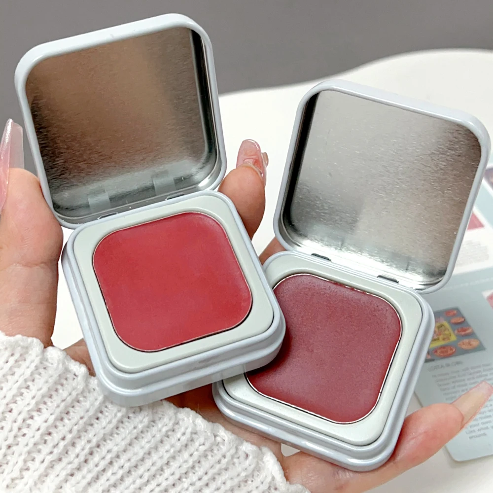 Square Box Matte Mousse Lip Mud Mulitfuntional Nude Lipstick Blush Palette Makeup Lasting Non-stick Cup Red Lips Tint 6 Colors