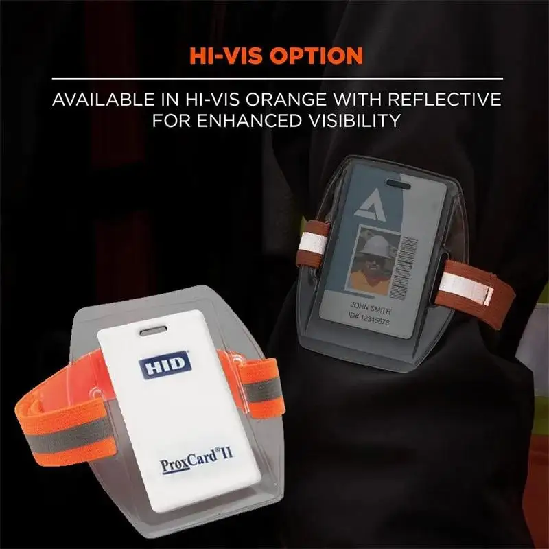 جديد حامل البطاقة البلاستيكية عاكس معصمه معرف الذراع قابل للتعديل شارة شريط مرن #4