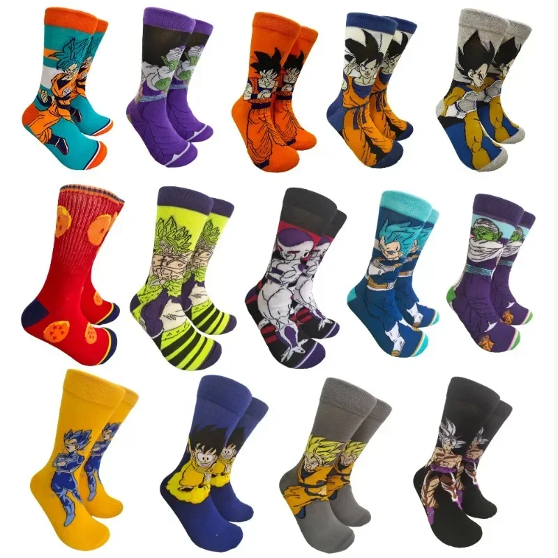 Dragon Ball Son Goku Anime Socks Men Cartoon Hip Hop Print Skateboard Socks Personality Casual Cotton Long Sock Breathable Sock