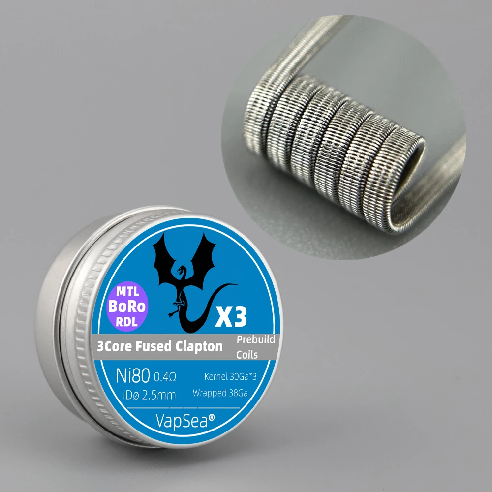 Inner Diameter 2.5mm MTL AIO RBA Coil Fused Clapton Alien Head Resistance A1 316L NI80 Wire For BB Box Boro SXK Tank