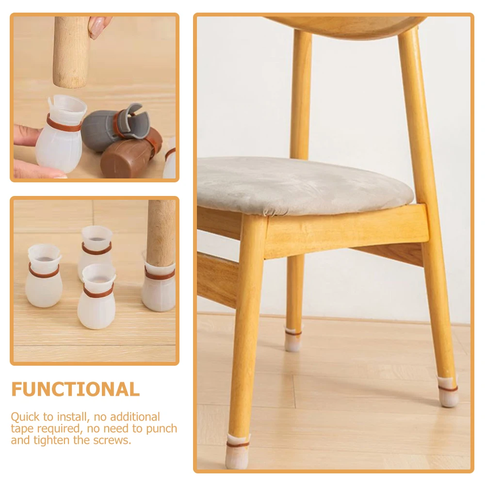 

20Pcs Table Foot Covers Chair Leg Protectors Clear PVC Non-Slip for Hardwood Carpet Tile Easy Install No Tools