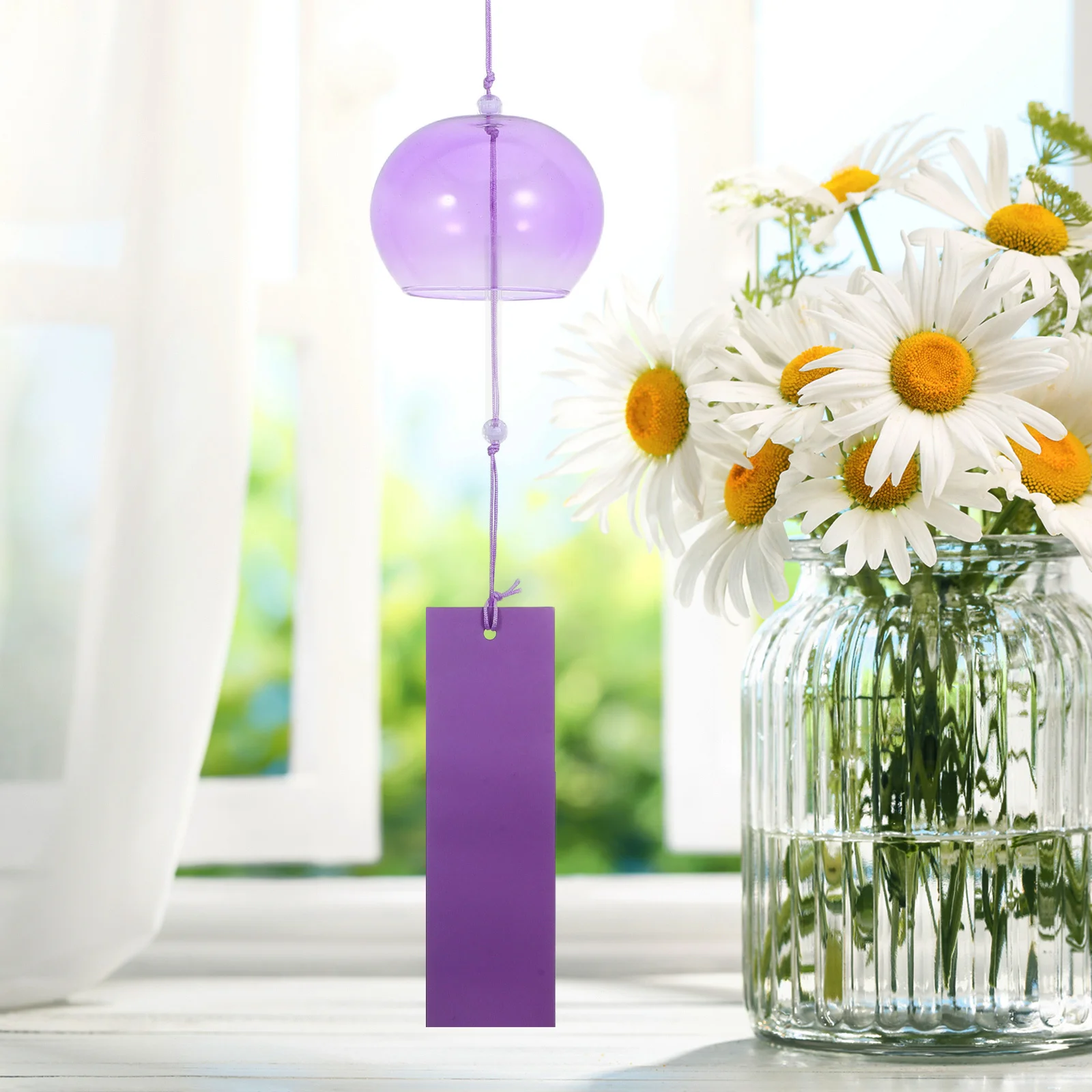 

6Pcs Japanese Hanging Wind Chimes 7cm Colored Glass Bells Balcony Patio Garden Outdoor Wind Bell Decor Japanese Windchime