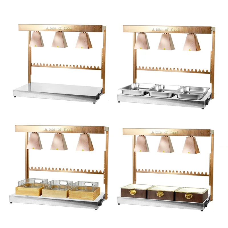 

Brazilian Triple-Head Square Buffet Food Warm Lamp For Hotel Restaurant Catering-Barbecue Heat Preservation Table