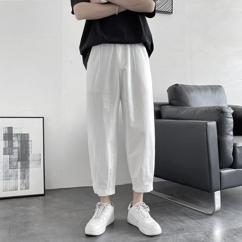 GELITAYIN Thin Summer Loose Casual Harem Pants Man Classic Original Clothing Y2k Vintage Trend Harajuku Fashion Cropped Trousers