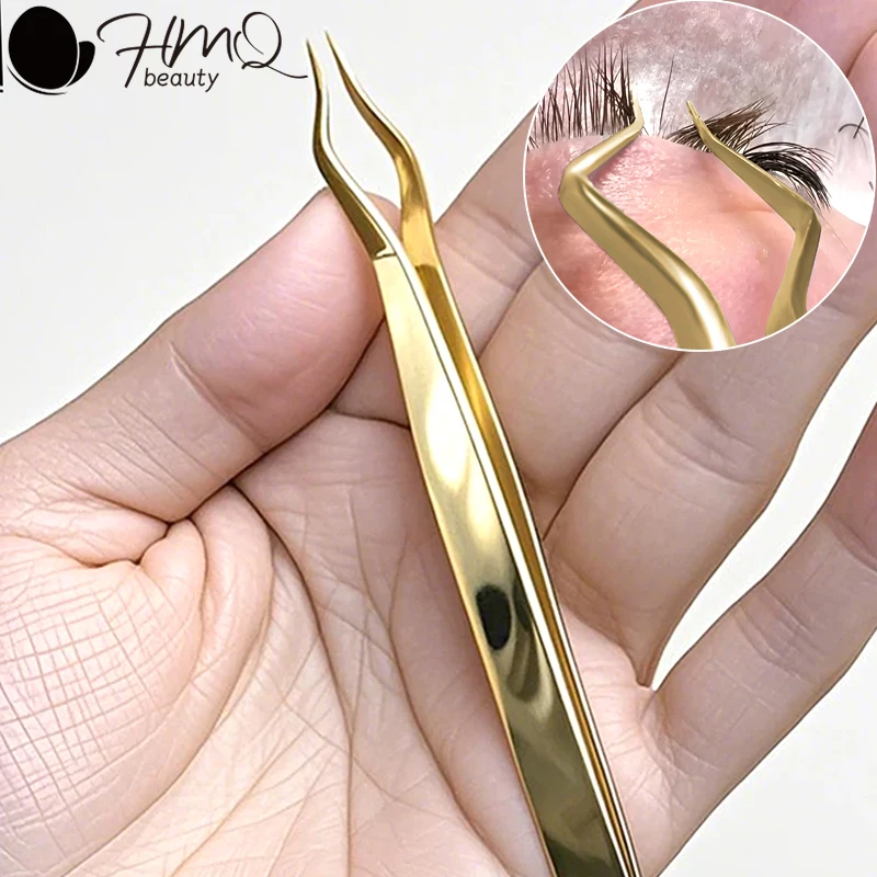 

5/1 шт. новые изолирующие пинцеты из нержавеющей стали для наращивания ресниц, высокоточный золотой изогнутый прямой пинцет для ресниц, инструмент