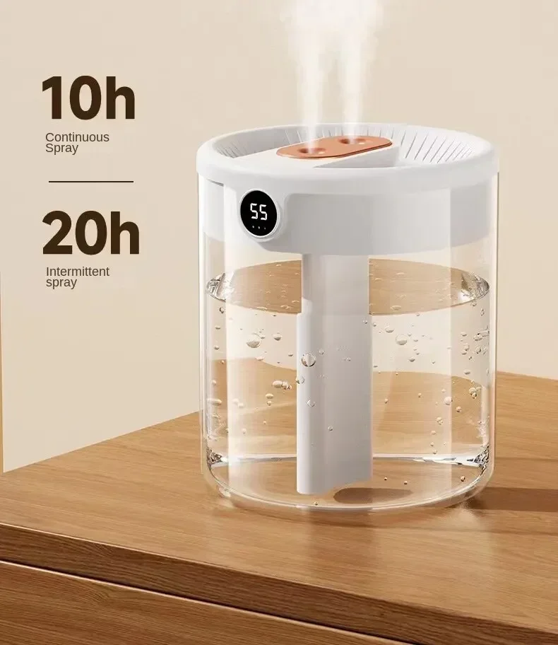 Humidificateur à double pulvérisation avec USB, grande capacité, maison muette, chambre, bureau, veilleuse, affichage numérique, nouveau, 2L