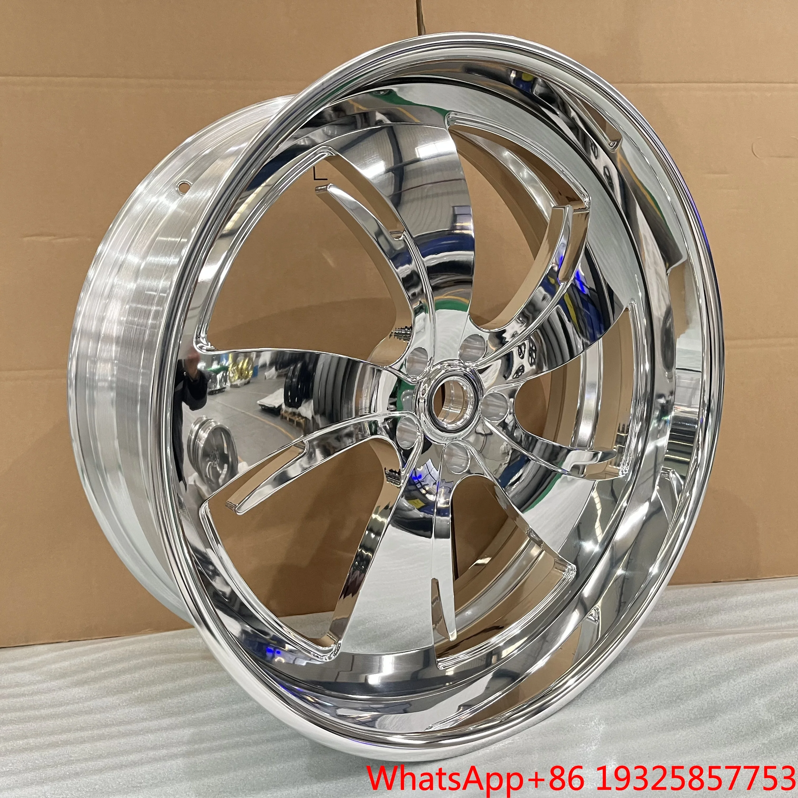 Custom Wide Outer Lip Design Modified Wheel Mirror Polished Forged Alloy Rims 5 Spoke Deep Flange Wheels Shiny Chrome Finished