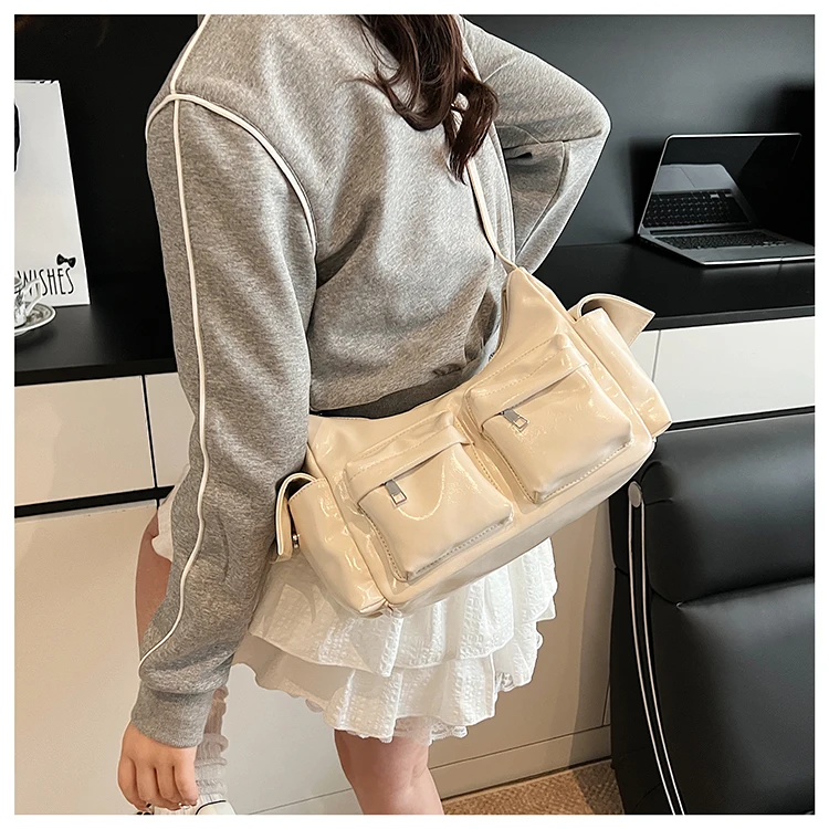 2026 Frühling Neue Einfache und Vielseitige Pendler-Tasche für Damen Hochwertige Textur Pendler-Umhängetasche mit Zwei Fächern – Detail 12