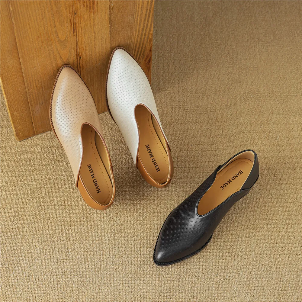 FEDONAS Basic Women Pumps Spring Summer Genuine Leather Pointed Toe Thick Heels Shoes Woman Mixed Colors Office Lady Pumps 2024