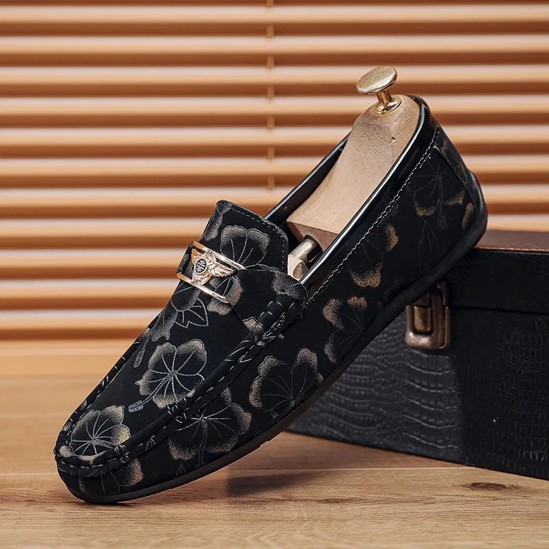 casual business loafers shoes man luxury man shoes printing designer brand slip on shoes man oxfords barefoot hombre chaussure