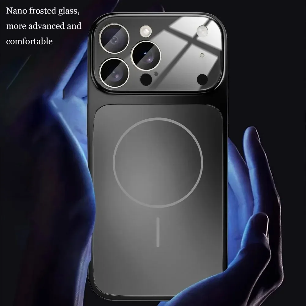 Modische matte Nano-Glashülle für iPhone 17, 16, 15, 14, 13, Pro Max | Plus 17-Air-Magnetrüstungshülle für kabelloses Magsafe-Laden – Detail 3