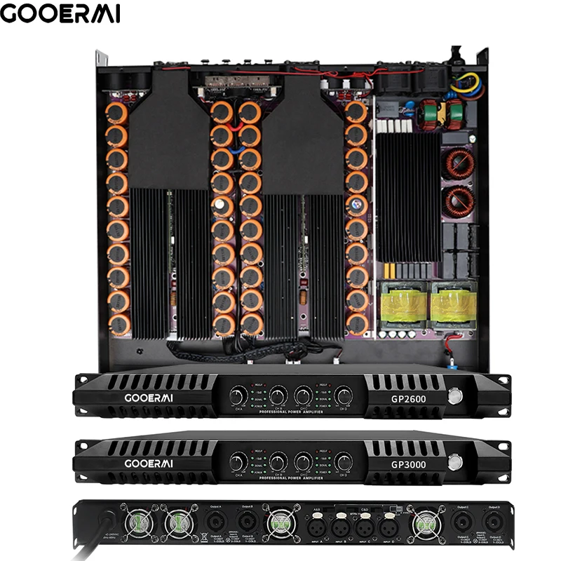 

Gooermi GP3000 professional High digital power amplifier Class D 4*3000W 4 channels 1U power amplifier