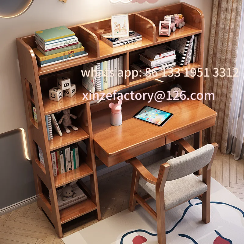Tavolo da scrittura tutto in uno, tavolo per computer per studenti domestici, camera da letto, tavolo da studio per bambini e tronchi combinati di sedie