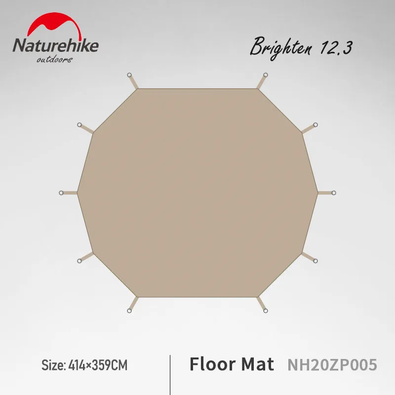 

Naturehike Brighten 12.3 Floor Mat Polyester Ground Cloth Footprint Groundsheet for NH20ZP005/NH22ZP016 Outdoor Pyramid Tent