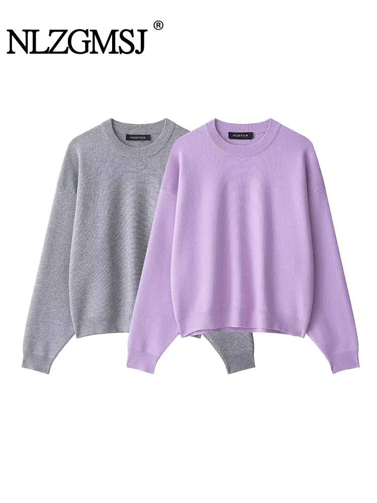 

NLZGMSJ Casual Chic Women Sweater Solid Long Sleeve O-Neck Pullover Knitted Loose Sweater New Fashion Autumn Elegant Tops