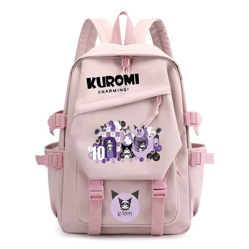 Sanrio Kawaii Kuromi Cartoon Anime Schoolbag, Mochila de Viagem de Grande Capacidade, Saco De Armazenamento De Estudante, Bonito Material Escolar