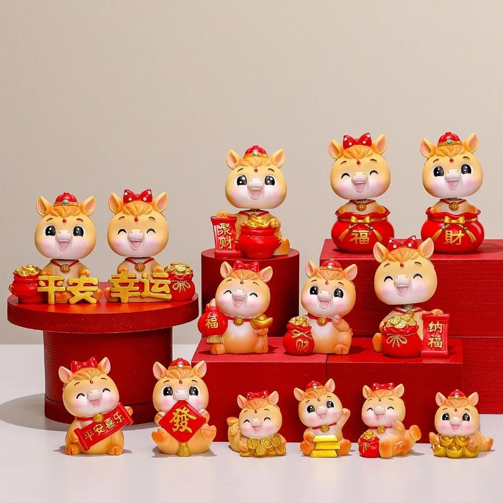 لطيف 2026 الحصان العام التميمة سنة الحصان نابض بالحياة الحصان أرقام زخرفة الراتنج ديكور سيارة الداخلية حلية #5