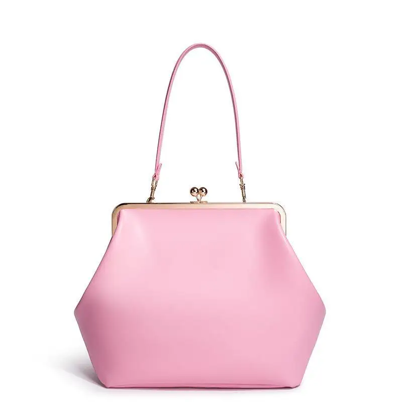 Large Versatile Kisslock Clutch Bag for Women Designer Clip Shell Shoulder Bag for Work Party Weekend Trip