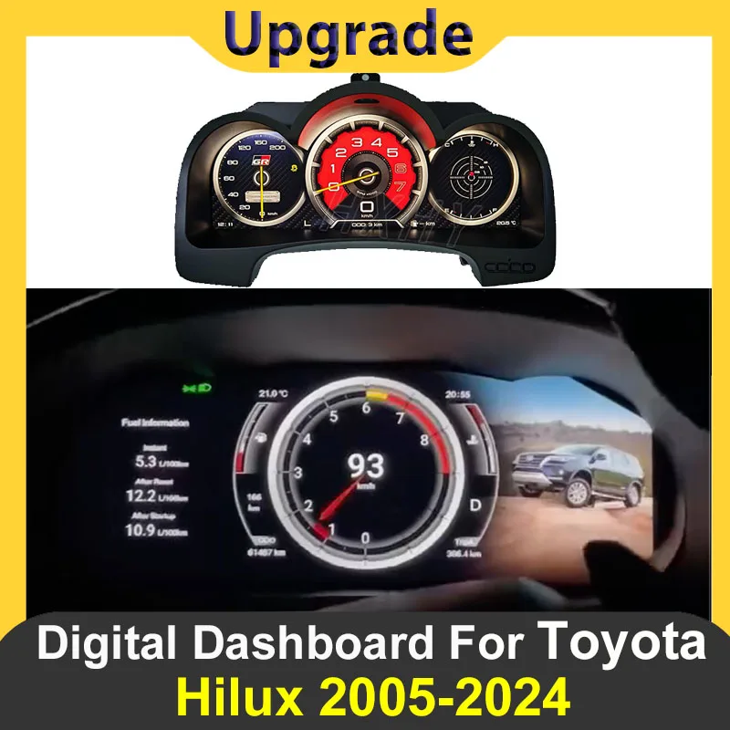 2026 Latest Original Car Digital LINUX Instrument Cluster For Toyota Hilux 2005-2024 LCD Speedmeters Dashboard Player