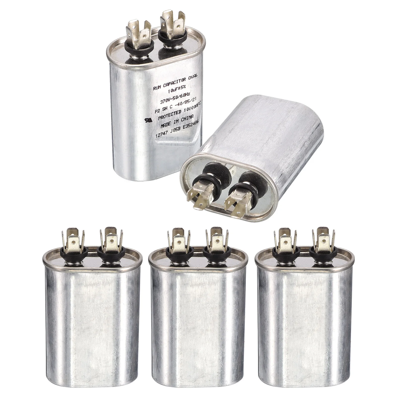 5Pcs Motor Start Capacitor 10uF 370VAC CBB65 Oval Run Capacitor for Air Conditioner Cool Heat Pump Condenser Straight